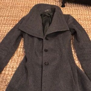 Babaton Grey Wool Peacoat